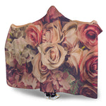 Retro Pink Roses Floral Print Hooded Blanket
