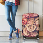 Retro Pink Roses Floral Print Luggage Cover