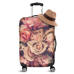 Retro Pink Roses Floral Print Luggage Cover