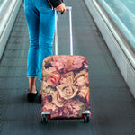 Retro Pink Roses Floral Print Luggage Cover