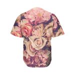 Retro Pink Roses Floral Print Men's Baseball Jersey