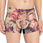 Retro Pink Roses Floral Print Men's Boxer Briefs