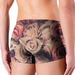 Retro Pink Roses Floral Print Men's Boxer Briefs