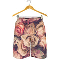 Retro Pink Roses Floral Print Men's Shorts