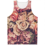Retro Pink Roses Floral Print Men's Tank Top