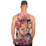 Retro Pink Roses Floral Print Men's Tank Top