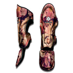 Retro Pink Roses Floral Print Muay Thai Shin Guard