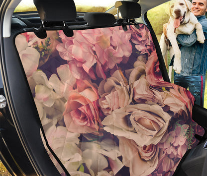 Retro Pink Roses Floral Print Pet Car Back Seat Cover