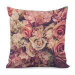 Retro Pink Roses Floral Print Pillow Cover