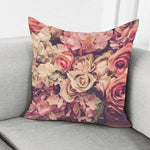 Retro Pink Roses Floral Print Pillow Cover