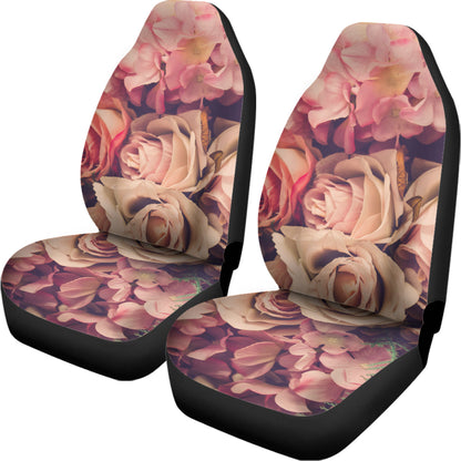 Retro Pink Roses Floral Print Universal Fit Car Seat Covers
