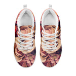 Retro Pink Roses Floral Print White Sneakers