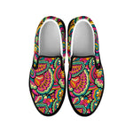Retro Psychedelic Hippie Pattern Print Black Slip On Shoes