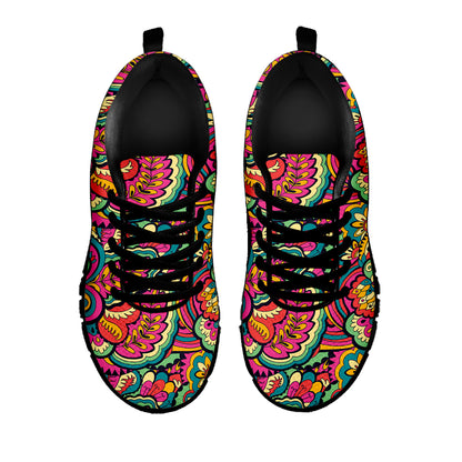 Retro Psychedelic Hippie Pattern Print Black Sneakers