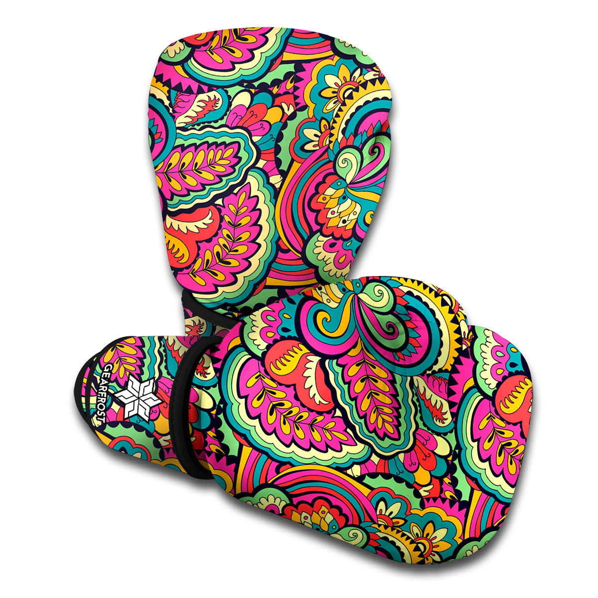 Retro Psychedelic Hippie Pattern Print Boxing Gloves