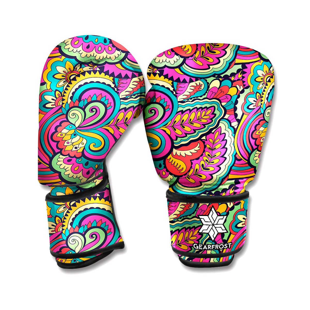 Retro Psychedelic Hippie Pattern Print Boxing Gloves