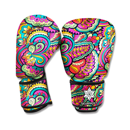 Retro Psychedelic Hippie Pattern Print Boxing Gloves