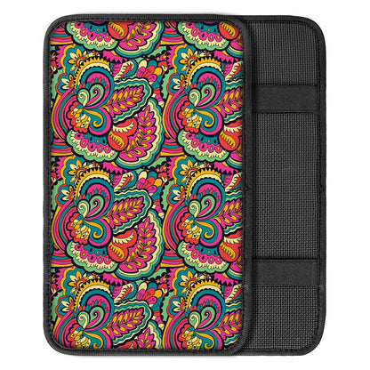 Retro Psychedelic Hippie Pattern Print Car Center Console Cover