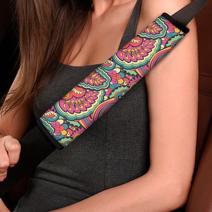 Retro Psychedelic Hippie Pattern Print Car Seat Belt Covers