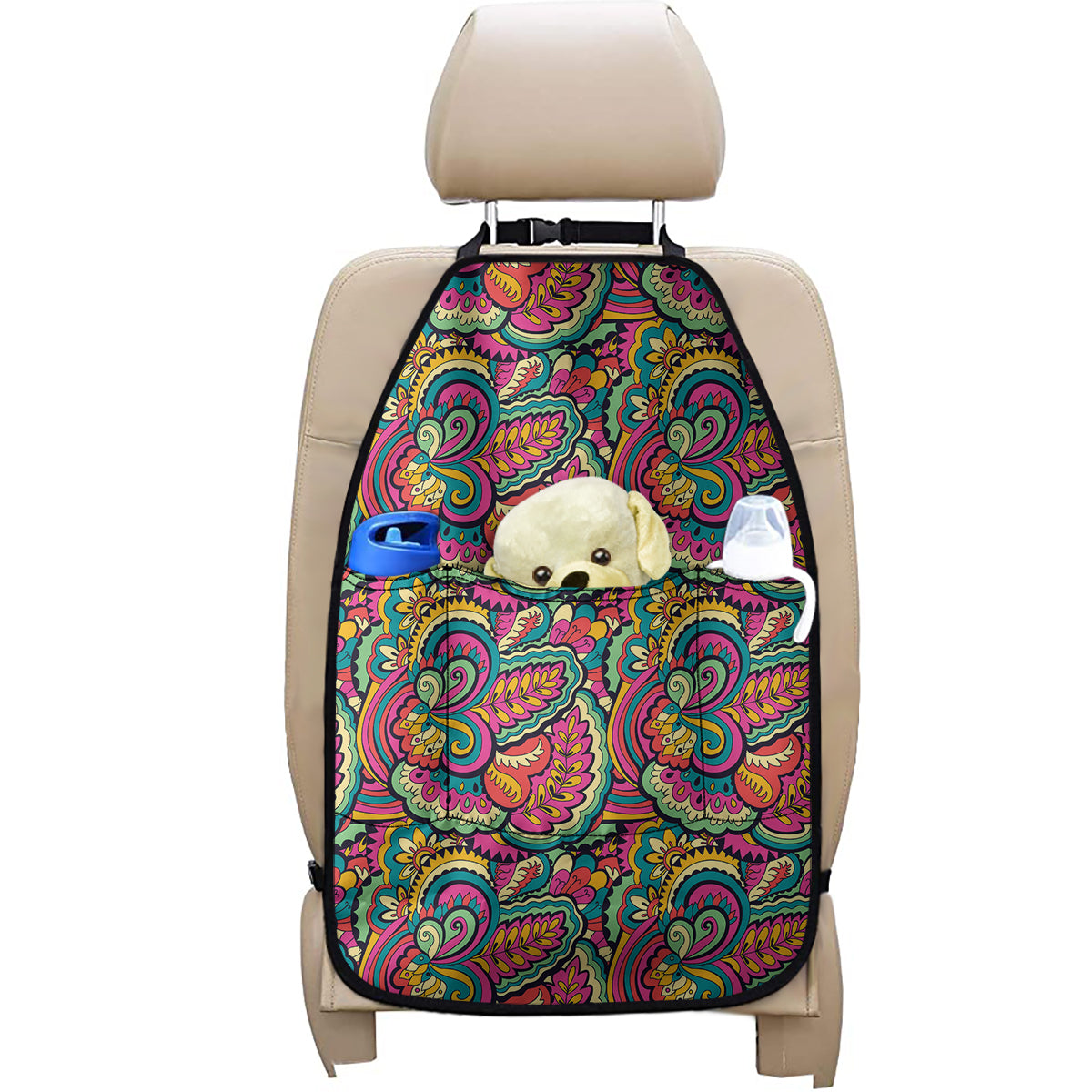 Retro Psychedelic Hippie Pattern Print Car Seat Organizers