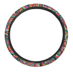 Retro Psychedelic Hippie Pattern Print Car Steering Wheel Cover