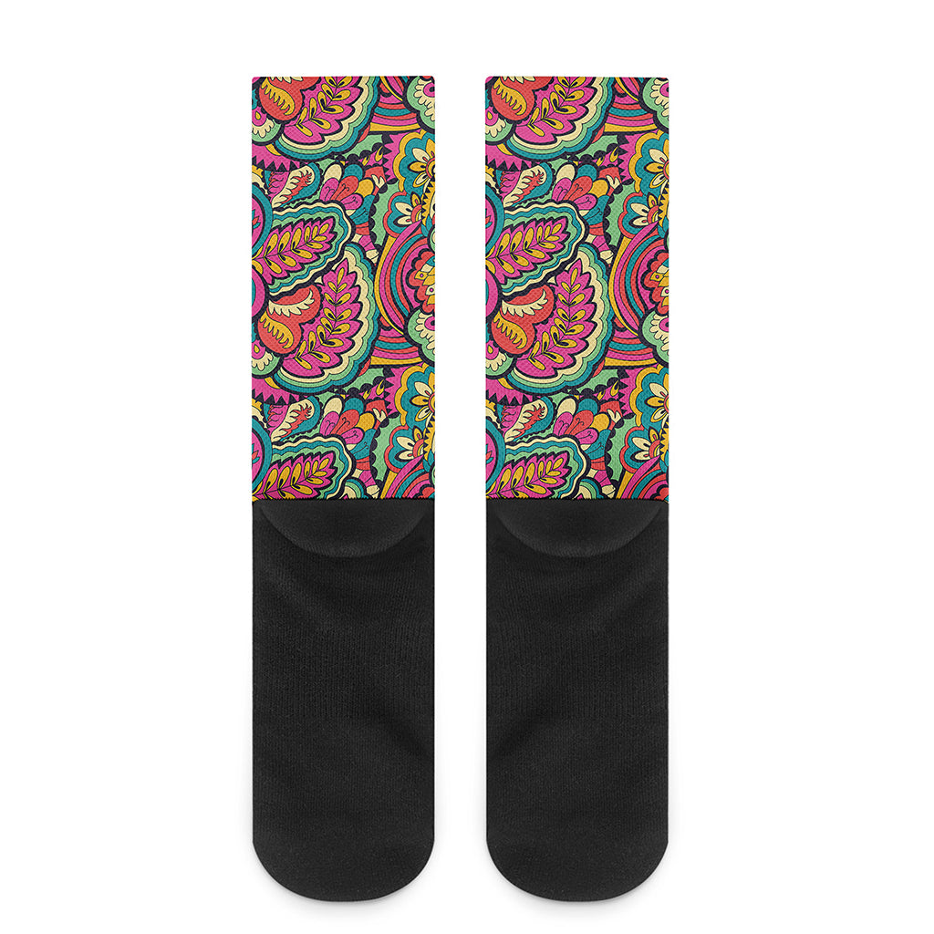 Retro Psychedelic Hippie Pattern Print Crew Socks