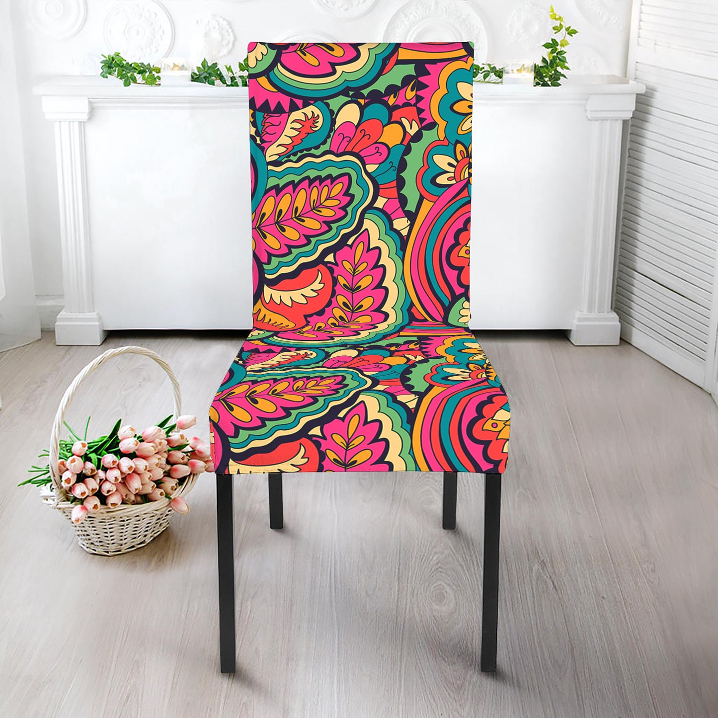 Retro Psychedelic Hippie Pattern Print Dining Chair Slipcover