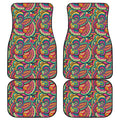 Retro Psychedelic Hippie Pattern Print Front and Back Car Floor Mats