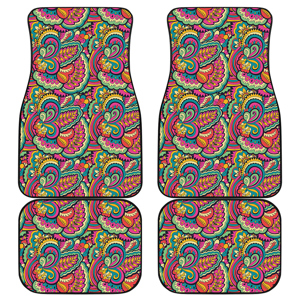 Retro Psychedelic Hippie Pattern Print Front and Back Car Floor Mats