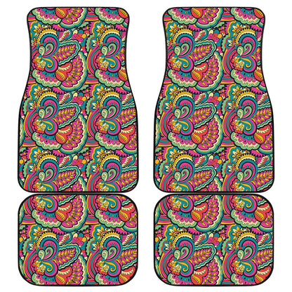 Retro Psychedelic Hippie Pattern Print Front and Back Car Floor Mats