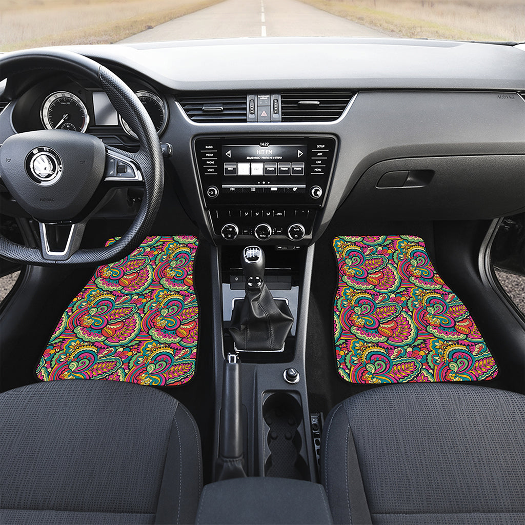 Retro Psychedelic Hippie Pattern Print Front and Back Car Floor Mats