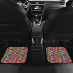 Retro Psychedelic Hippie Pattern Print Front and Back Car Floor Mats