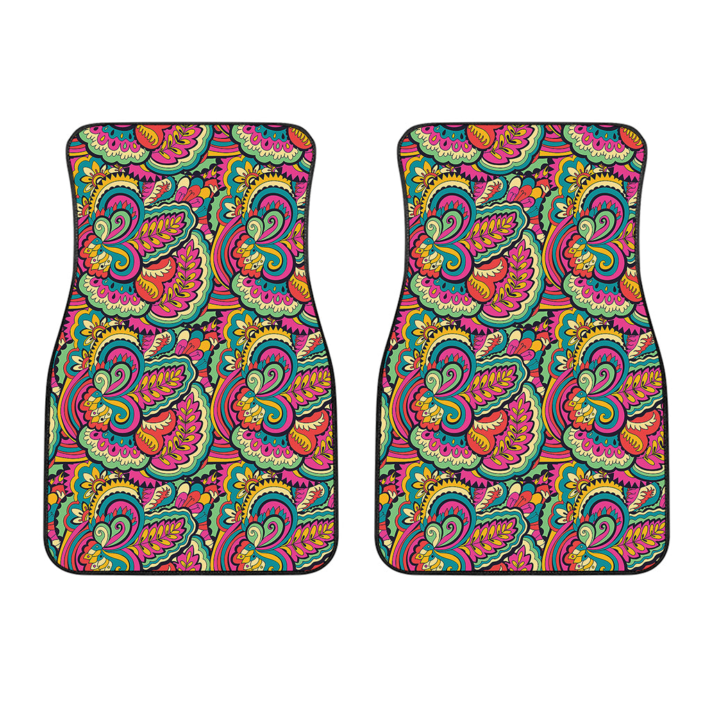 Retro Psychedelic Hippie Pattern Print Front Car Floor Mats