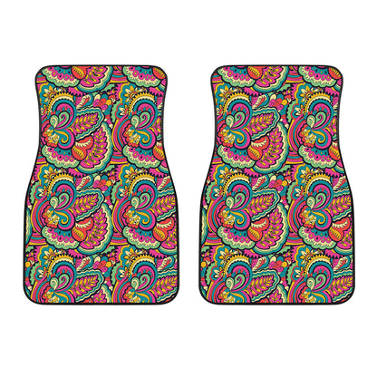 Retro Psychedelic Hippie Pattern Print Front Car Floor Mats