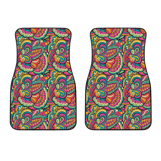 Retro Psychedelic Hippie Pattern Print Front Car Floor Mats