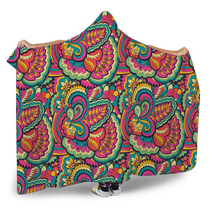 Retro Psychedelic Hippie Pattern Print Hooded Blanket