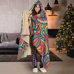 Retro Psychedelic Hippie Pattern Print Hooded Blanket