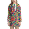 Retro Psychedelic Hippie Pattern Print Hoodie Dress