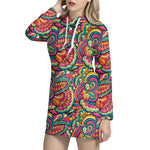 Retro Psychedelic Hippie Pattern Print Hoodie Dress