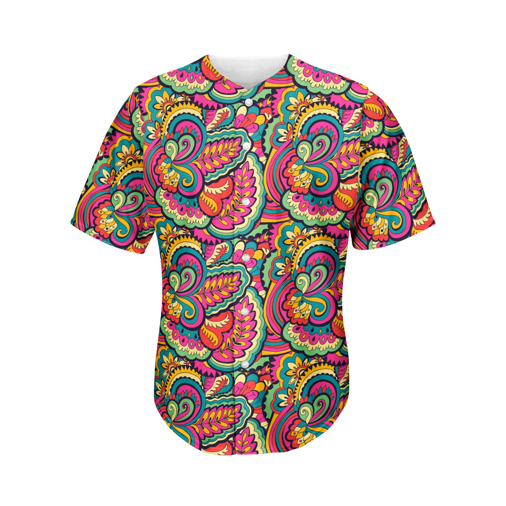 Retro Psychedelic Hippie Pattern Print Men's Baseball Jersey