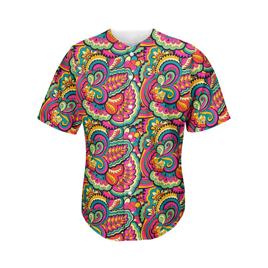 Retro Psychedelic Hippie Pattern Print Men's Baseball Jersey