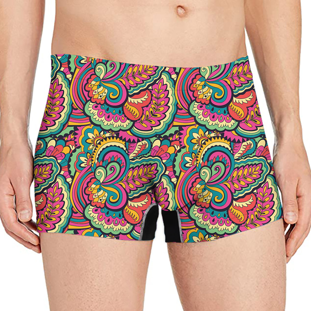 Retro Psychedelic Hippie Pattern Print Men's Boxer Briefs