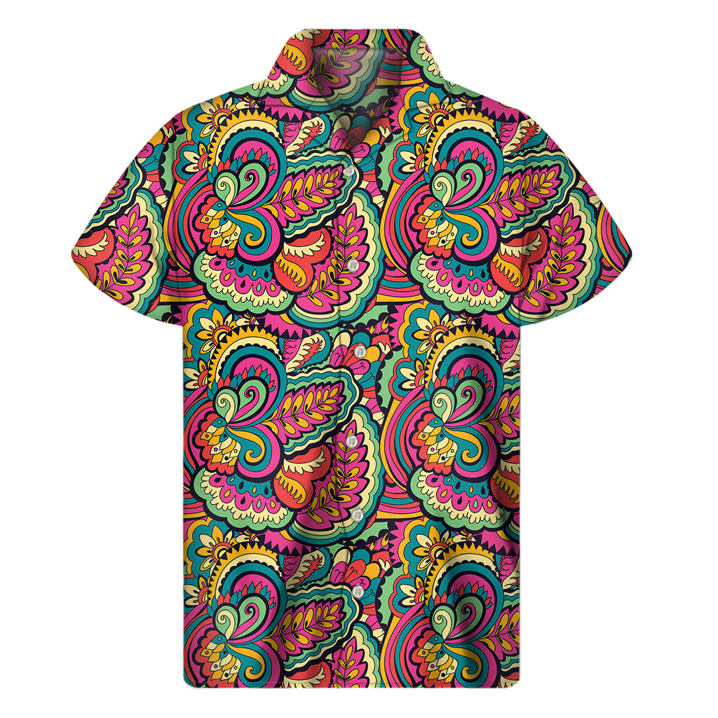 Retro Psychedelic Hippie Pattern Print Men's Short Sleeve Shirt
