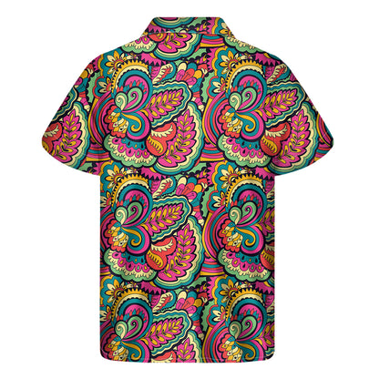 Retro Psychedelic Hippie Pattern Print Men's Short Sleeve Shirt