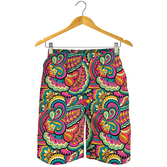 Retro Psychedelic Hippie Pattern Print Men's Shorts