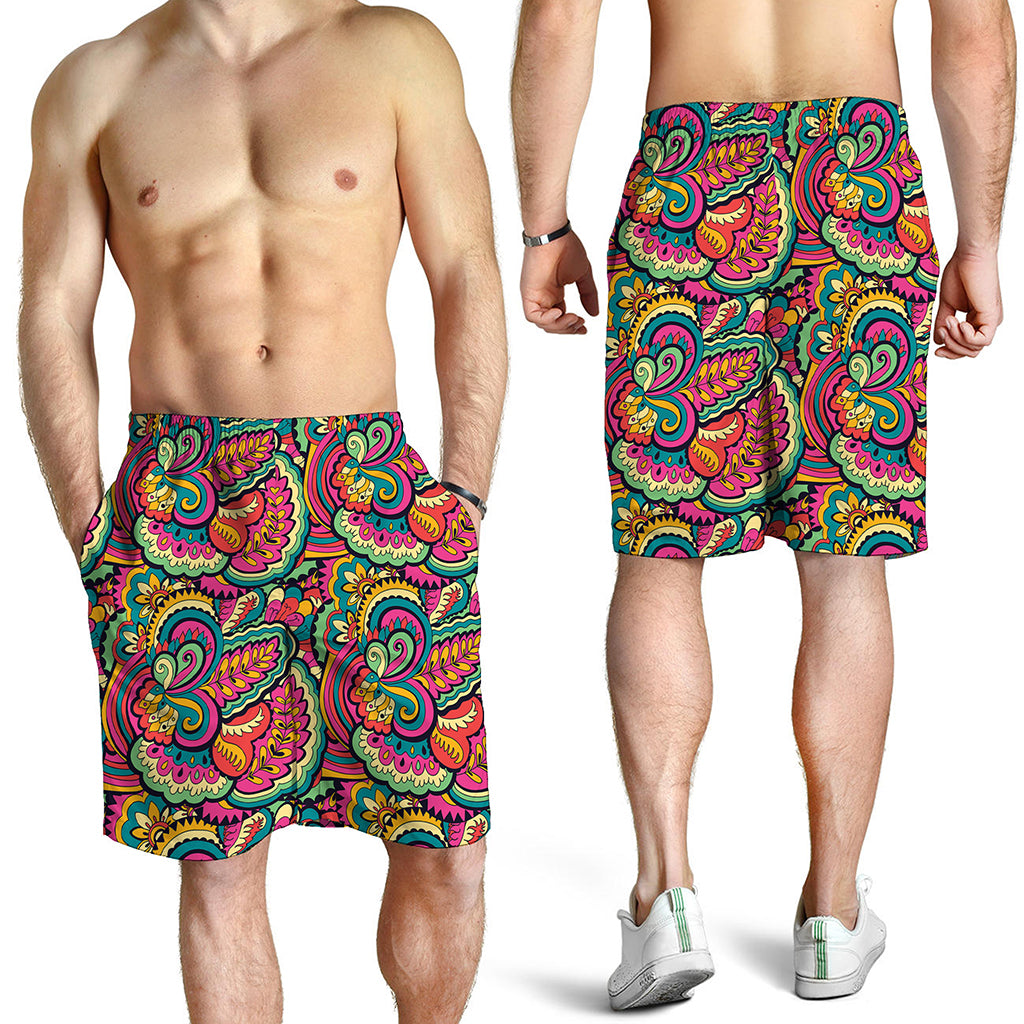 Retro Psychedelic Hippie Pattern Print Men's Shorts