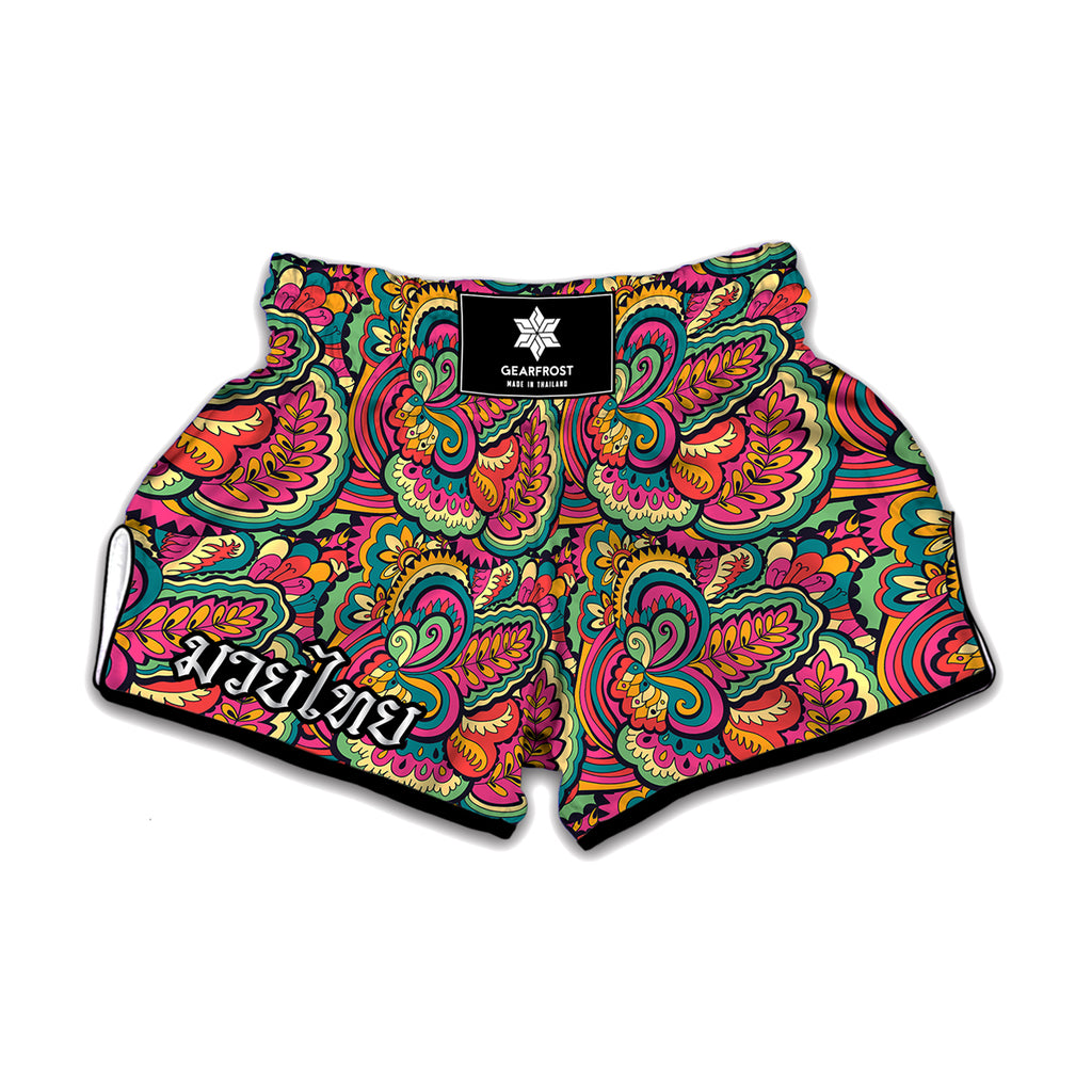 Retro Psychedelic Hippie Pattern Print Muay Thai Boxing Shorts