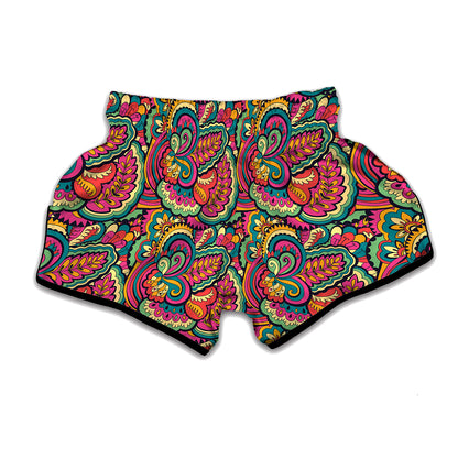 Retro Psychedelic Hippie Pattern Print Muay Thai Boxing Shorts