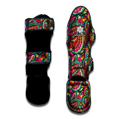Retro Psychedelic Hippie Pattern Print Muay Thai Shin Guard