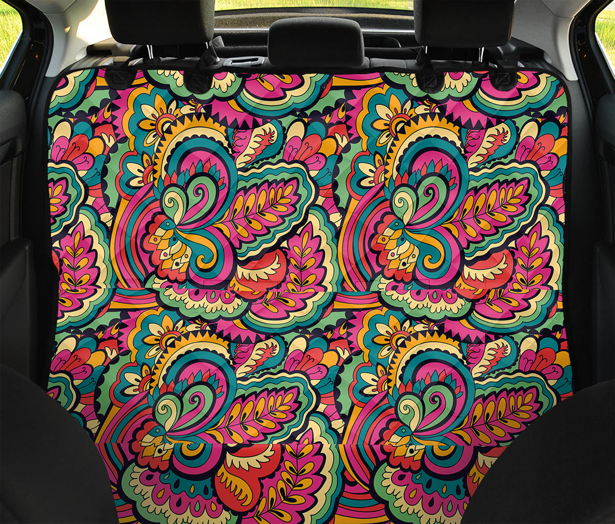 Retro Psychedelic Hippie Pattern Print Pet Car Back Seat Cover